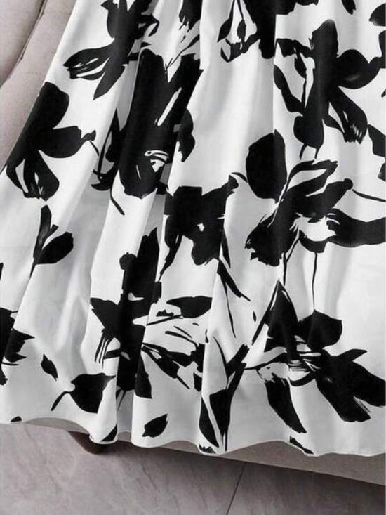 Women Floral Print A-Line Skirt, Casual For Everyday Wear White Summer - Picture 4 of 6
